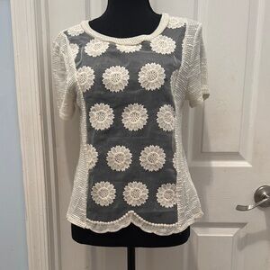 Paper Crane Cream Floral Lace Blouse